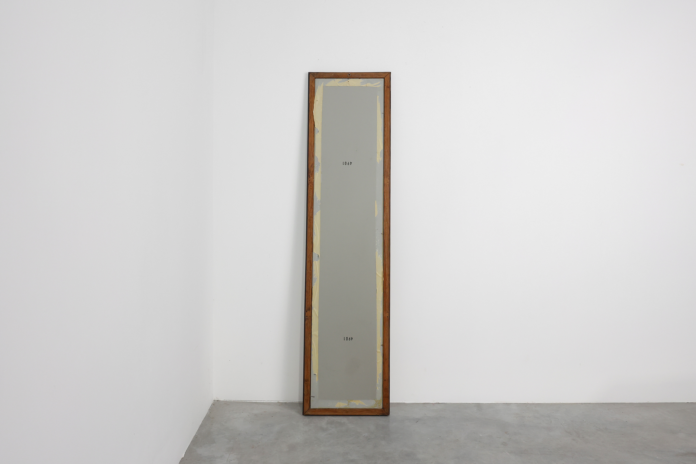 Belgian Art Deco Wooden Mirror with Aged Glass, ca. 1930thumbnail